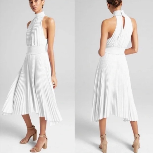 A.L.C. Dresses & Skirts - A.L.C. Renzo High Neck Pleated Midi Dress in White